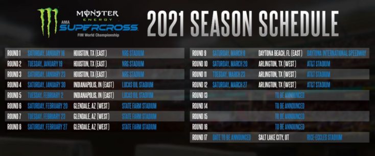 Monster Energy Supercross 2021 Schedule Announced - MotoXAddicts